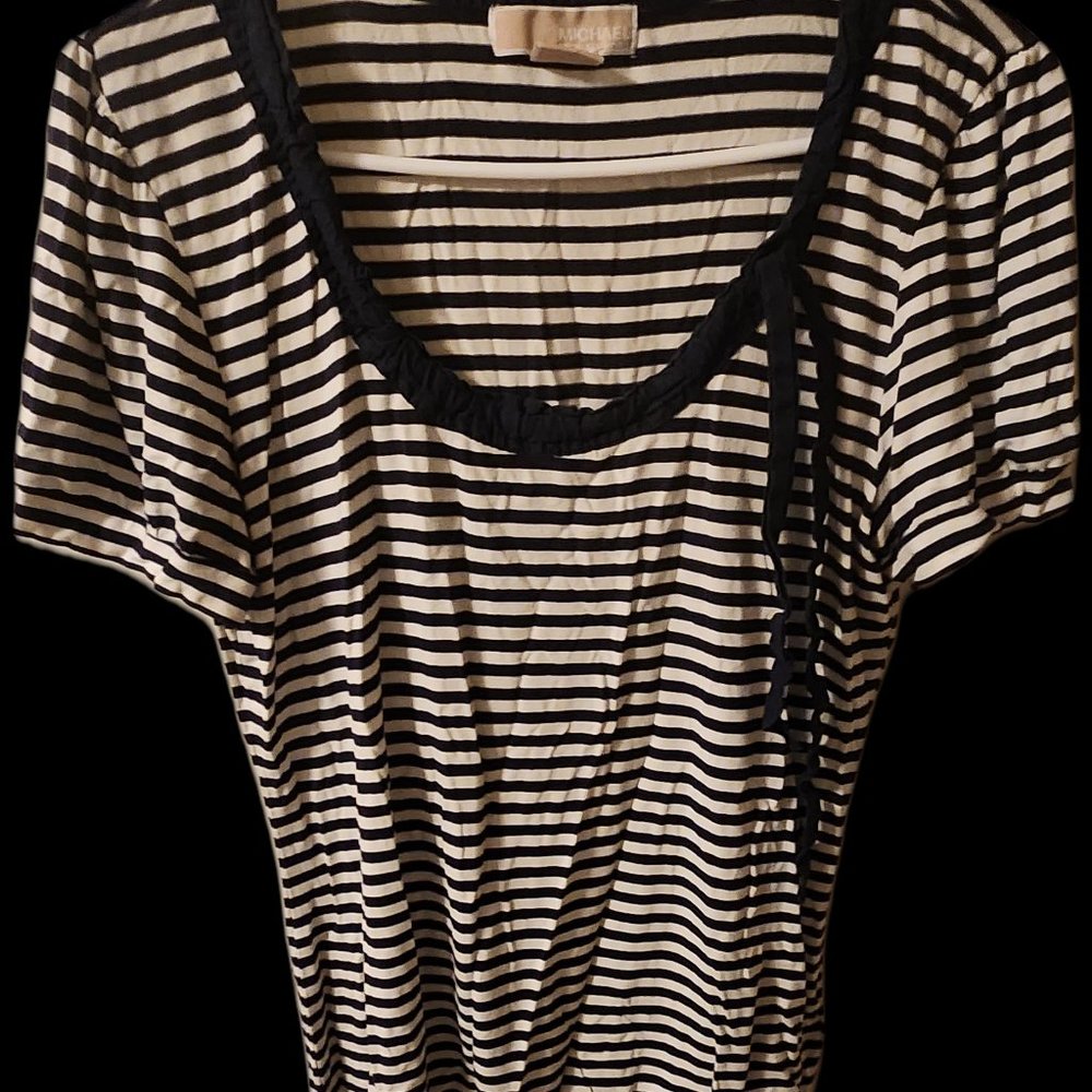 Michael Kors Navy & White Striped Shirt L